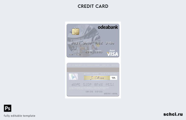 скачать в цифровом формате шаблон дебетовой карты Visa Odeabank в Турции